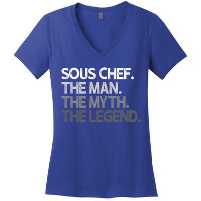 Sous Chef Gift The Myth Legend Gift Women's V-Neck T-Shirt