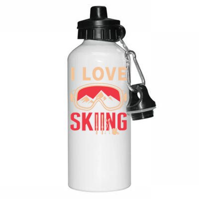 Ski Cute Gift Skiing And Ski Lover Meaningful Gift Aluminum Water Bottle 