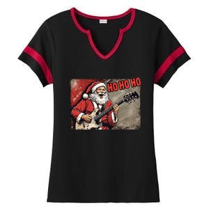 Santa Claus Guitar Player Rock And Roll Christmas Gift Ladies Halftime Notch Neck Tee