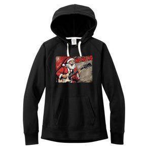 Santa Claus Guitar Player Rock And Roll Christmas Gift Women's Fleece Hoodie