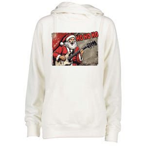 Santa Claus Guitar Player Rock And Roll Christmas Gift Womens Funnel Neck Pullover Hood