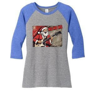 Santa Claus Guitar Player Rock And Roll Christmas Gift Women's Tri-Blend 3/4-Sleeve Raglan Shirt