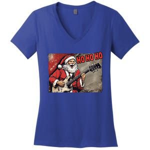 Santa Claus Guitar Player Rock And Roll Christmas Gift Women's V-Neck T-Shirt