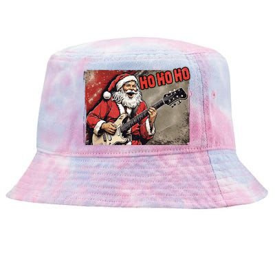 Santa Claus Guitar Player Rock And Roll Christmas Gift Tie-Dyed Bucket Hat