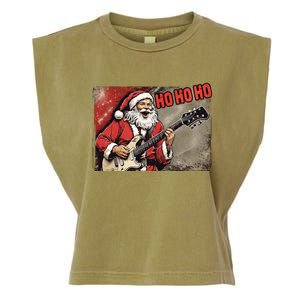 Santa Claus Guitar Player Rock And Roll Christmas Gift Garment-Dyed Women's Muscle Tee