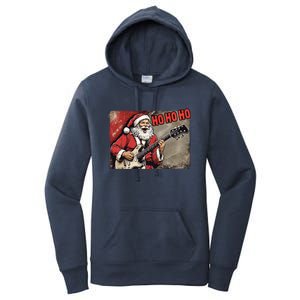 Santa Claus Guitar Player Rock And Roll Christmas Gift Women's Pullover Hoodie