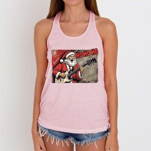 Santa Claus Guitar Player Rock And Roll Christmas Gift Women's Knotted Racerback Tank