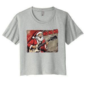 Santa Claus Guitar Player Rock And Roll Christmas Gift Women's Crop Top Tee