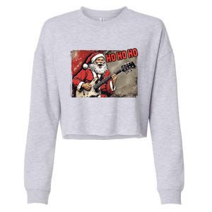 Santa Claus Guitar Player Rock And Roll Christmas Gift Cropped Pullover Crew