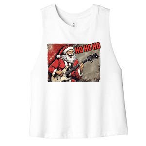 Santa Claus Guitar Player Rock And Roll Christmas Gift Women's Racerback Cropped Tank