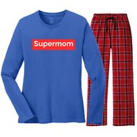 Supermom Cute Gift Women's Long Sleeve Flannel Pajama Set 