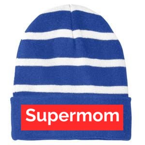 Supermom Cute Gift Striped Beanie with Solid Band