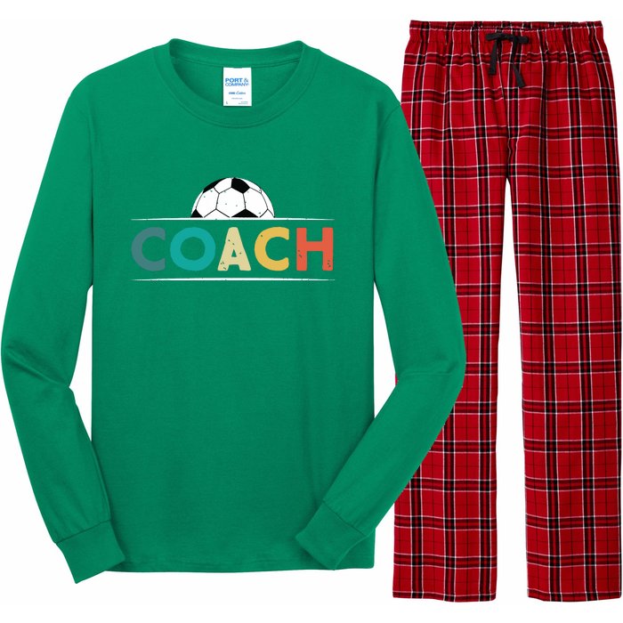 Soccer Coach Gifts Funny Retro Vintage Soccer Ball Coaching Long Sleeve Pajama Set