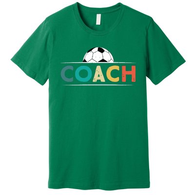 Soccer Coach Gifts Funny Retro Vintage Soccer Ball Coaching Premium T-Shirt