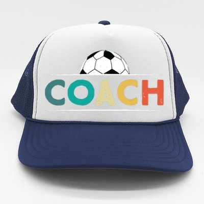 Soccer Coach Gifts Funny Retro Vintage Soccer Ball Coaching Trucker Hat