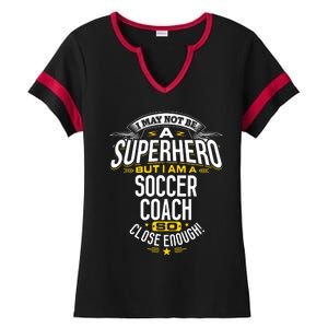 Soccer Coach Gift Idea Superhero Soccer Coach Ladies Halftime Notch Neck Tee