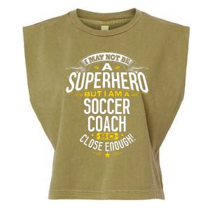 Soccer Coach Gift Idea Superhero Soccer Coach Garment-Dyed Women's Muscle Tee