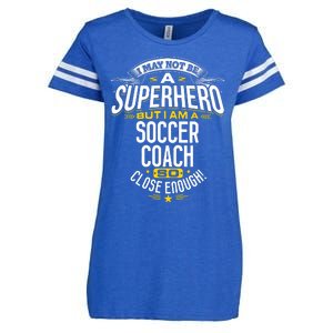 Soccer Coach Gift Idea Superhero Soccer Coach Enza Ladies Jersey Football T-Shirt