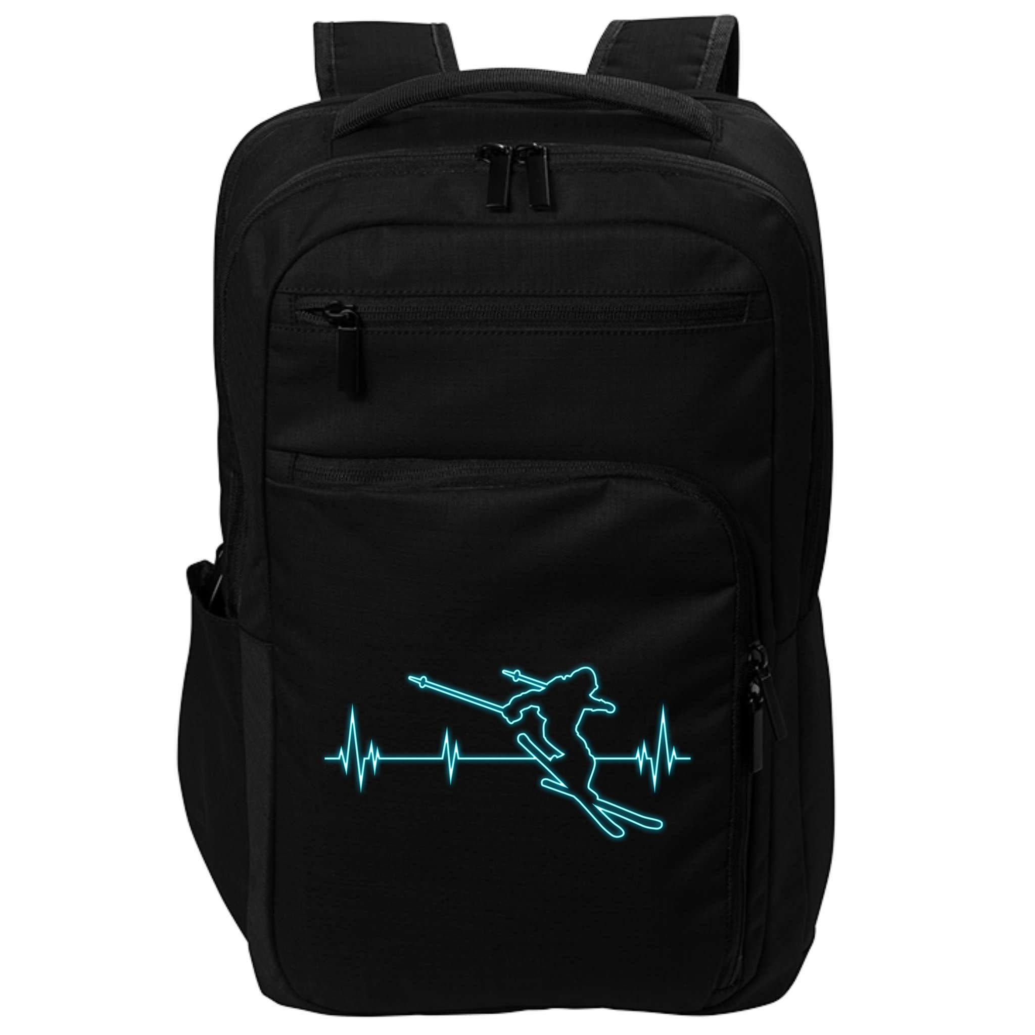 Ski Cool Gift Skiing Heartbeat Tee Skier Cool Gift Skiing Lover Gift Impact Tech Backpack
