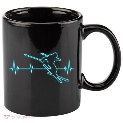 Ski Cool Gift Skiing Heartbeat Tee Skier Cool Gift Skiing Lover Gift 11oz C Handle Ceramic Mug
