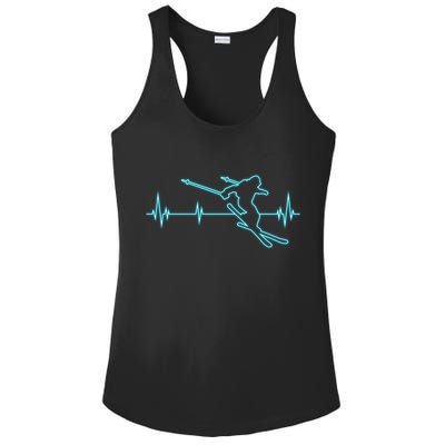 Ski Cool Gift Skiing Heartbeat Tee Skier Cool Gift Skiing Lover Gift Ladies PosiCharge Competitor Racerback Tank