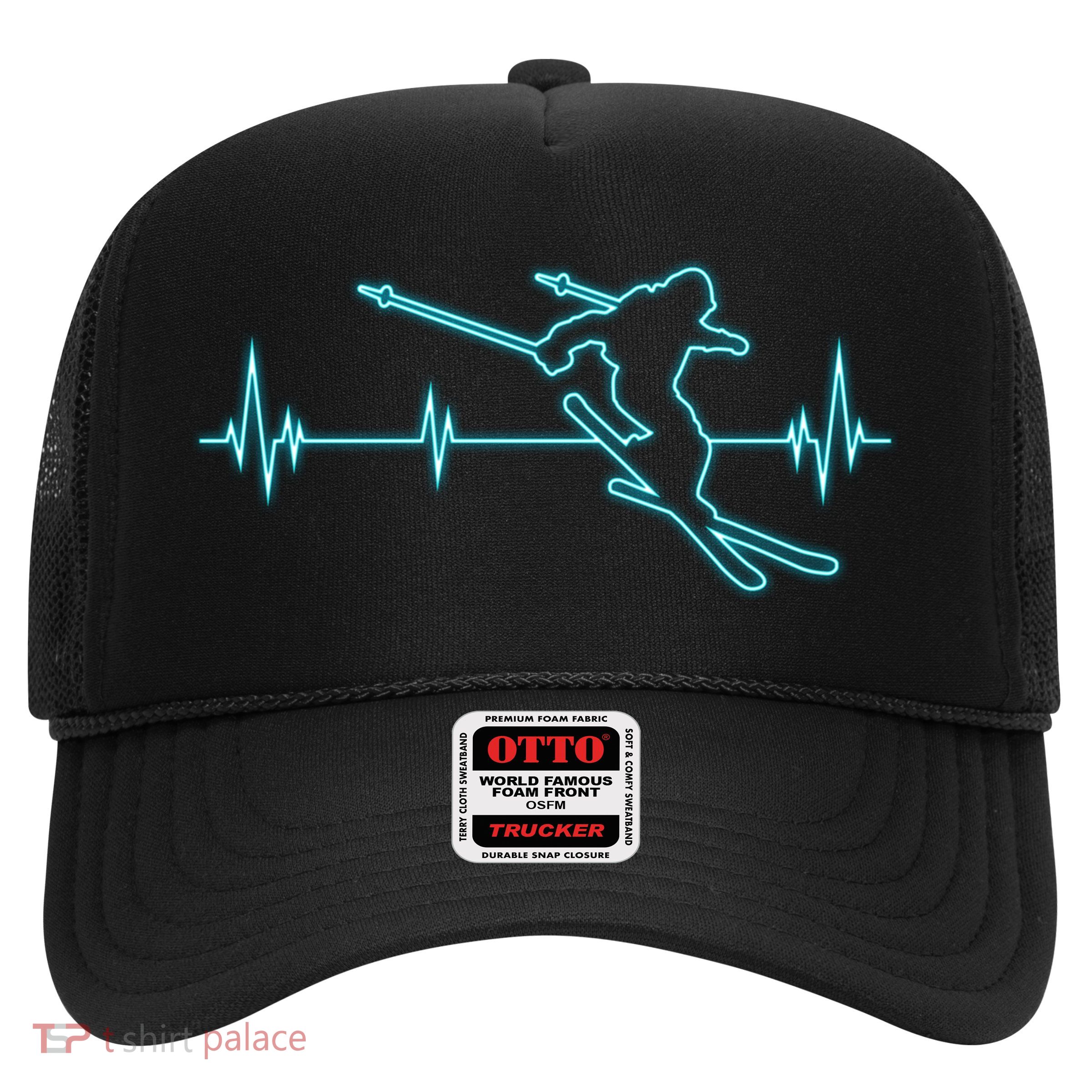 Ski Cool Gift Skiing Heartbeat Tee Skier Cool Gift Skiing Lover Gift Trucker Hat