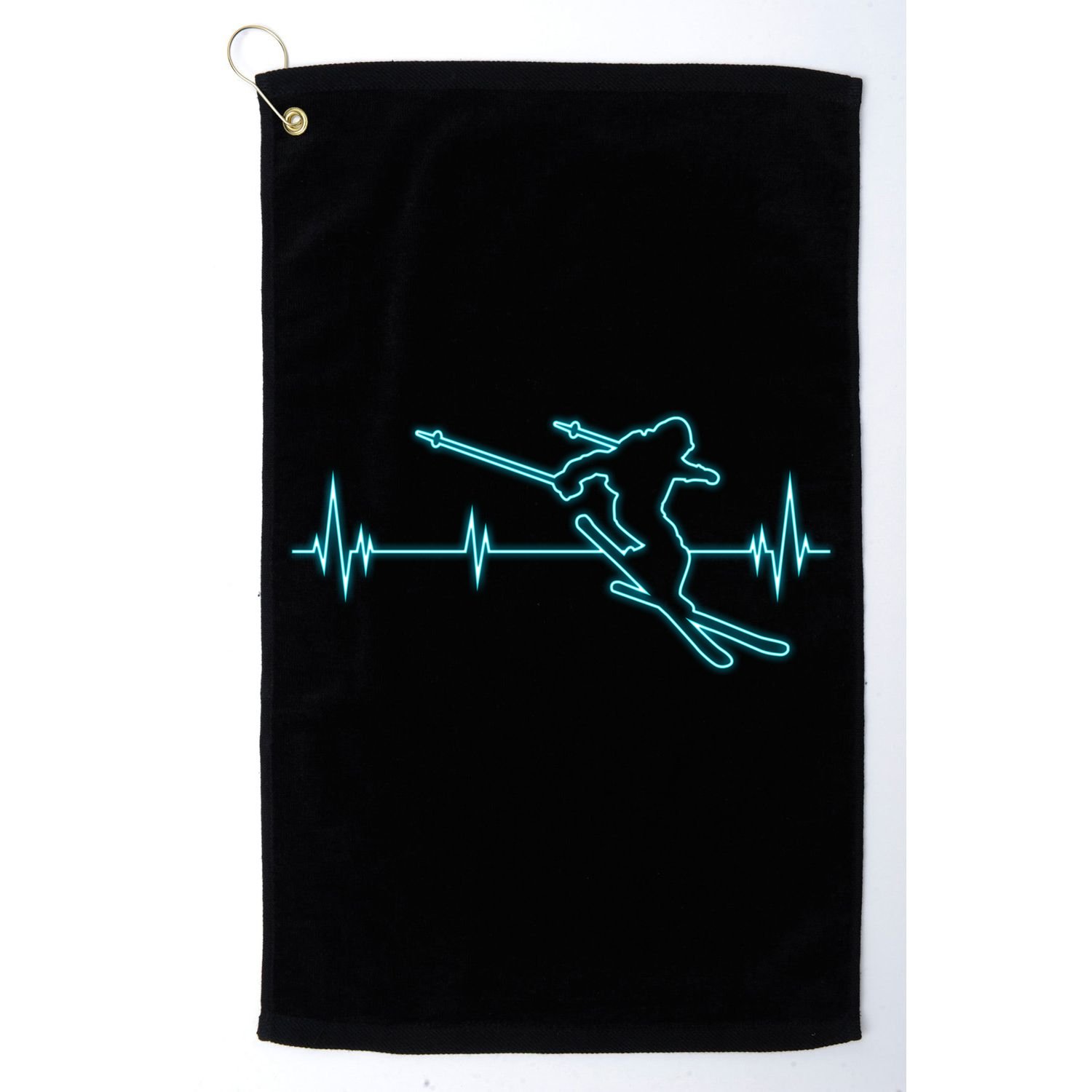 Ski Cool Gift Skiing Heartbeat Tee Skier Cool Gift Skiing Lover Gift Golf Towel