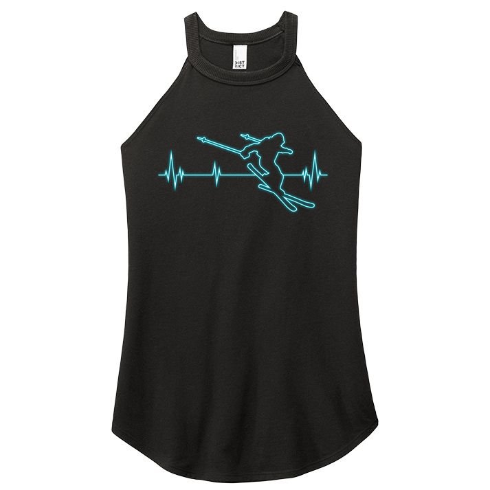Ski Cool Gift Skiing Heartbeat Tee Skier Cool Gift Skiing Lover Gift Women's Perfect Tri Rocker Tank