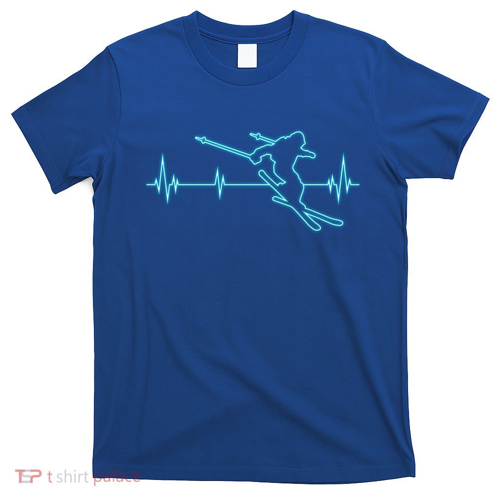 Ski Cool Gift Skiing Heartbeat Tee Skier Cool Gift Skiing Lover Gift T-Shirt