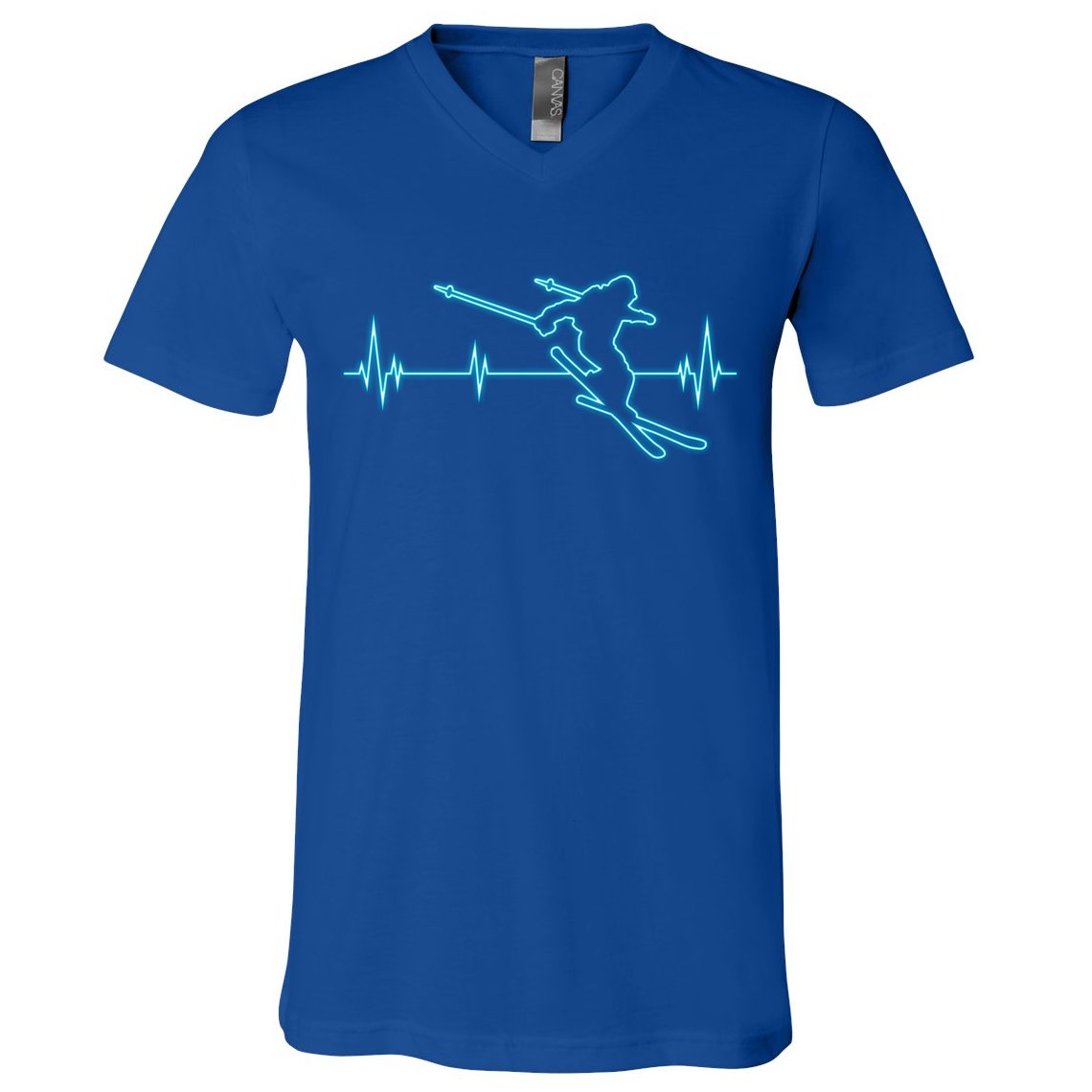 Ski Cool Gift Skiing Heartbeat Tee Skier Cool Gift Skiing Lover Gift V-Neck T-Shirt