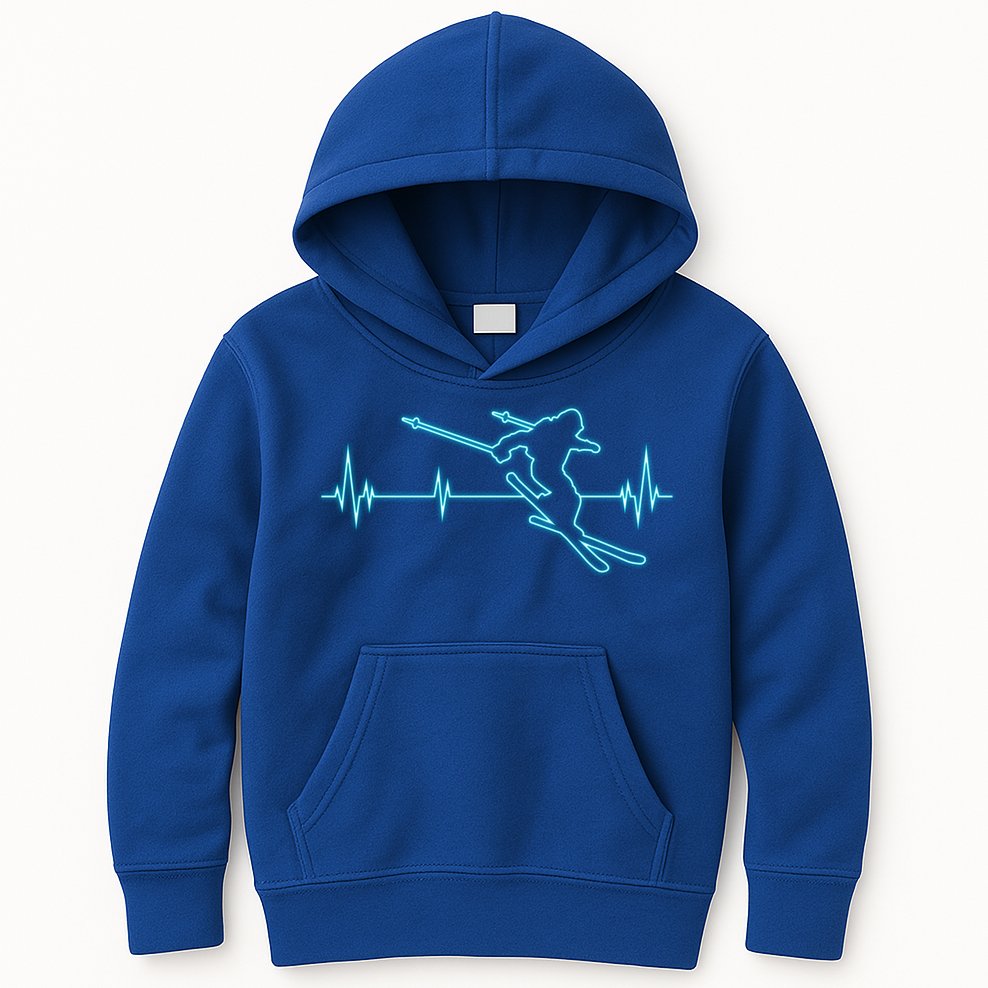 Ski Cool Gift Skiing Heartbeat Tee Skier Cool Gift Skiing Lover Gift Kids Hoodie