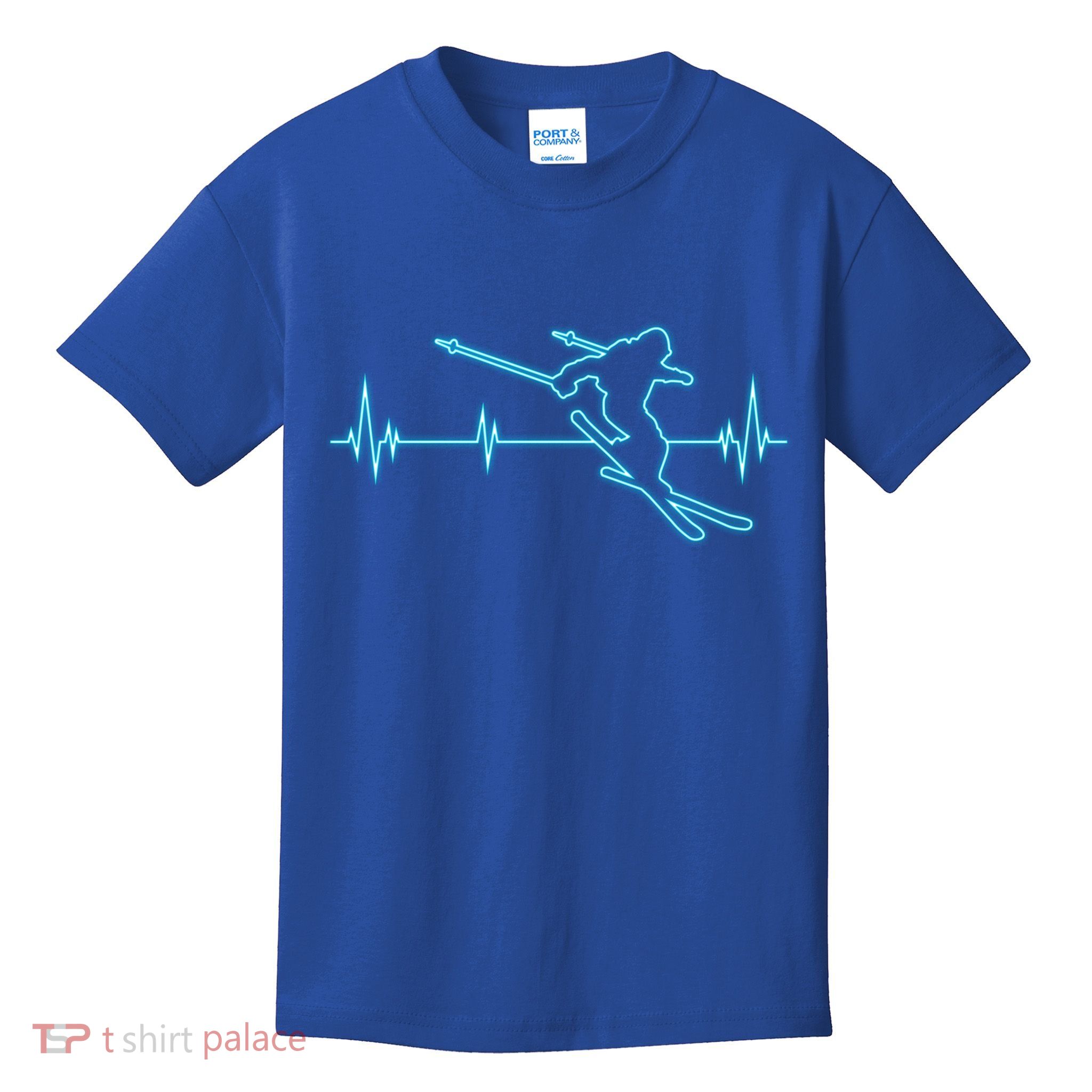 Ski Cool Gift Skiing Heartbeat Tee Skier Cool Gift Skiing Lover Gift Kids T-Shirt