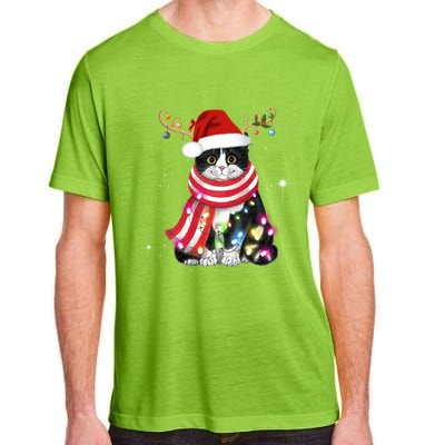 Santa Cat Gorgeous Reindeer Light Christmas Lover Gift Adult ChromaSoft Performance T-Shirt