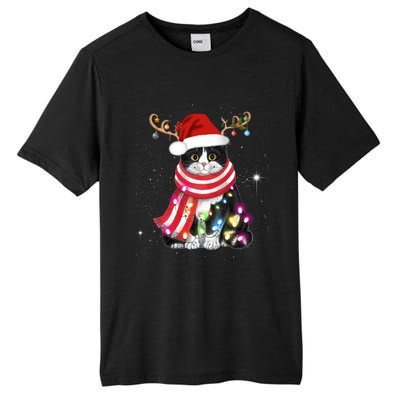 Santa Cat Gorgeous Reindeer Light Christmas Lover Gift Tall Fusion ChromaSoft Performance T-Shirt