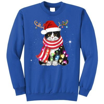 Santa Cat Gorgeous Reindeer Light Christmas Lover Gift Sweatshirt