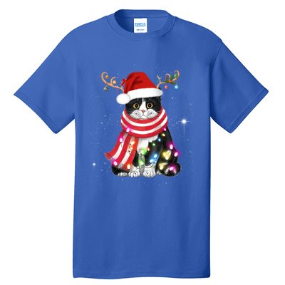 Santa Cat Gorgeous Reindeer Light Christmas Lover Gift Tall T-Shirt