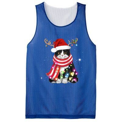 Santa Cat Gorgeous Reindeer Light Christmas Lover Gift Mesh Reversible Basketball Jersey Tank