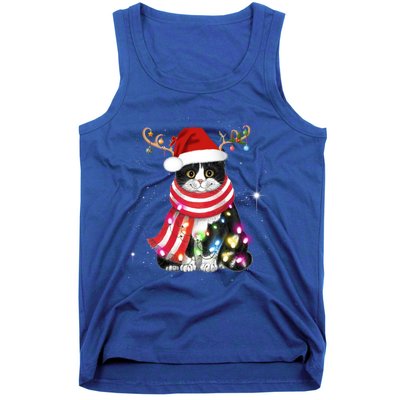 Santa Cat Gorgeous Reindeer Light Christmas Lover Gift Tank Top