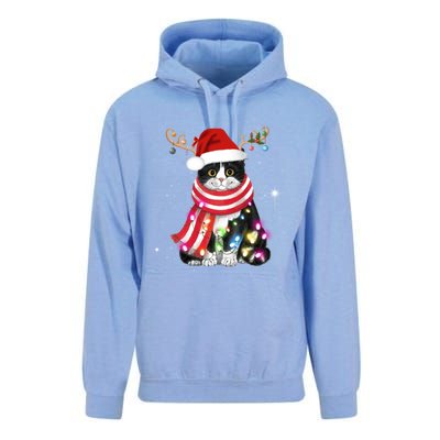 Santa Cat Gorgeous Reindeer Light Christmas Lover Gift Unisex Surf Hoodie