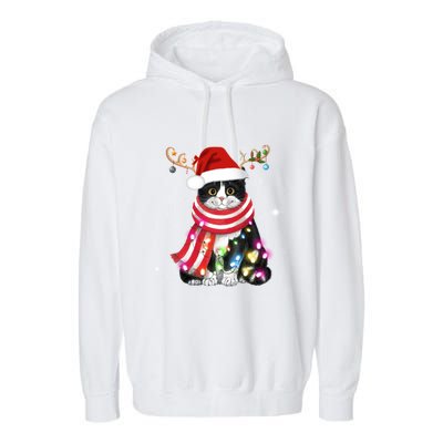 Santa Cat Gorgeous Reindeer Light Christmas Lover Gift Garment-Dyed Fleece Hoodie