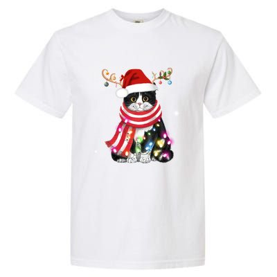 Santa Cat Gorgeous Reindeer Light Christmas Lover Gift Garment-Dyed Heavyweight T-Shirt