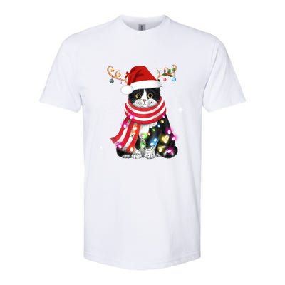 Santa Cat Gorgeous Reindeer Light Christmas Lover Gift Softstyle CVC T-Shirt