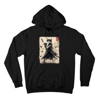 Samurai Cat Graphic Warrior Vintage Japanese Art Anime Hoodie