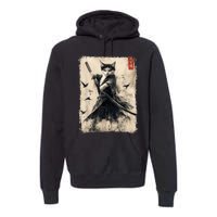 Samurai Cat Graphic Warrior Vintage Japanese Art Anime Premium Hoodie