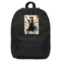 Samurai Cat Graphic Warrior Vintage Japanese Art Anime 16 in Basic Backpack