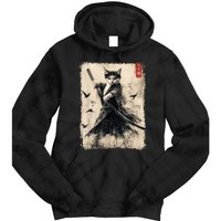 Samurai Cat Graphic Warrior Vintage Japanese Art Anime Tie Dye Hoodie