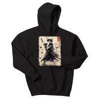 Samurai Cat Graphic Warrior Vintage Japanese Art Anime Kids Hoodie