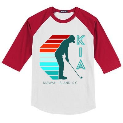 South Carolina Golfing Pro Retro Beach Kiawah Island Golf Kids Colorblock Raglan Jersey