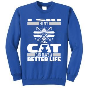 Skiing Cat Gift Winter Sports Ski Skier Meaningful Gift Sweatshirt