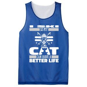 Skiing Cat Gift Winter Sports Ski Skier Meaningful Gift Mesh Reversible Basketball Jersey Tank